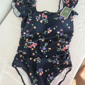 Source Unknown Floral One Piece Swimsuit - Navy and Multicolor